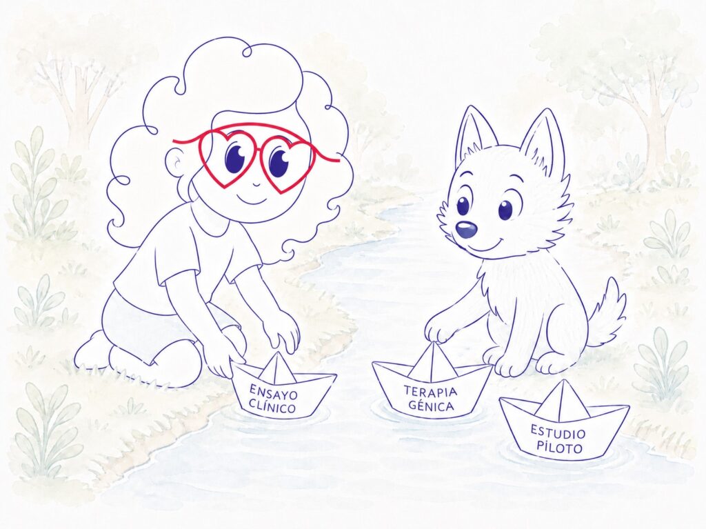 Pupilota y lobito lanzando barcos de papel al agua